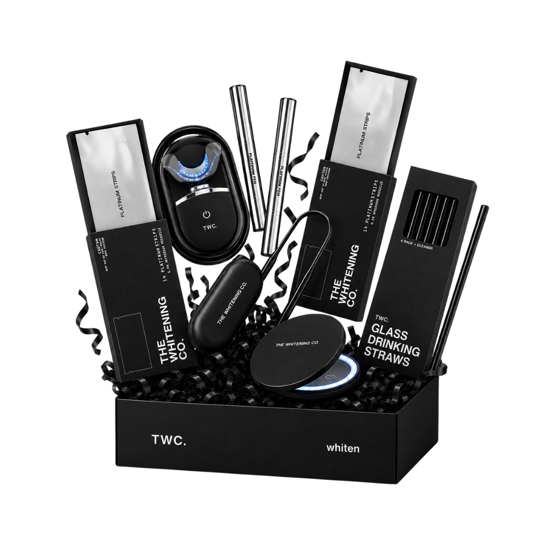 The No Brainer Bundle — Platinum Kit, two packs of Platinum Strips, LED mirror, tongue scraper and glass straws