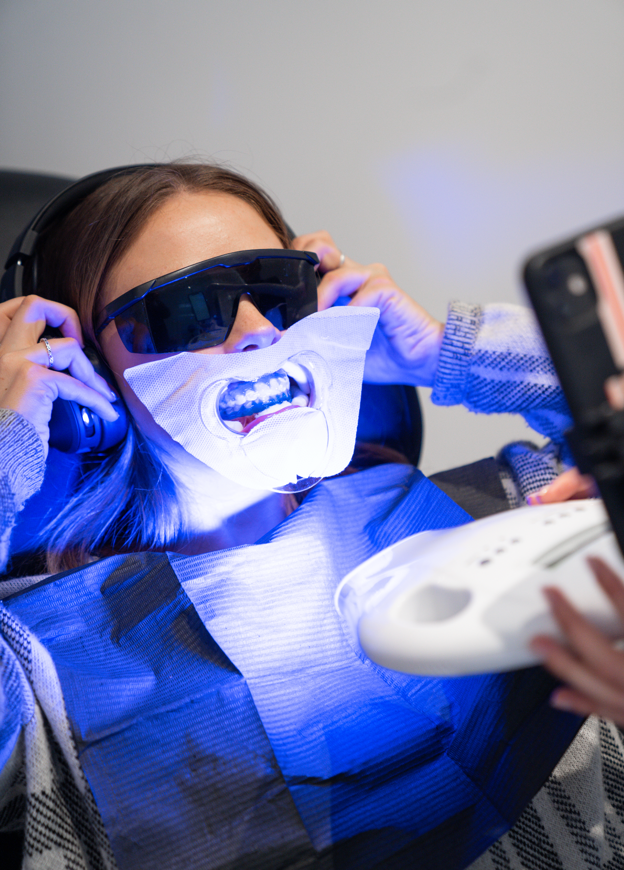 Professional teeth whitening.