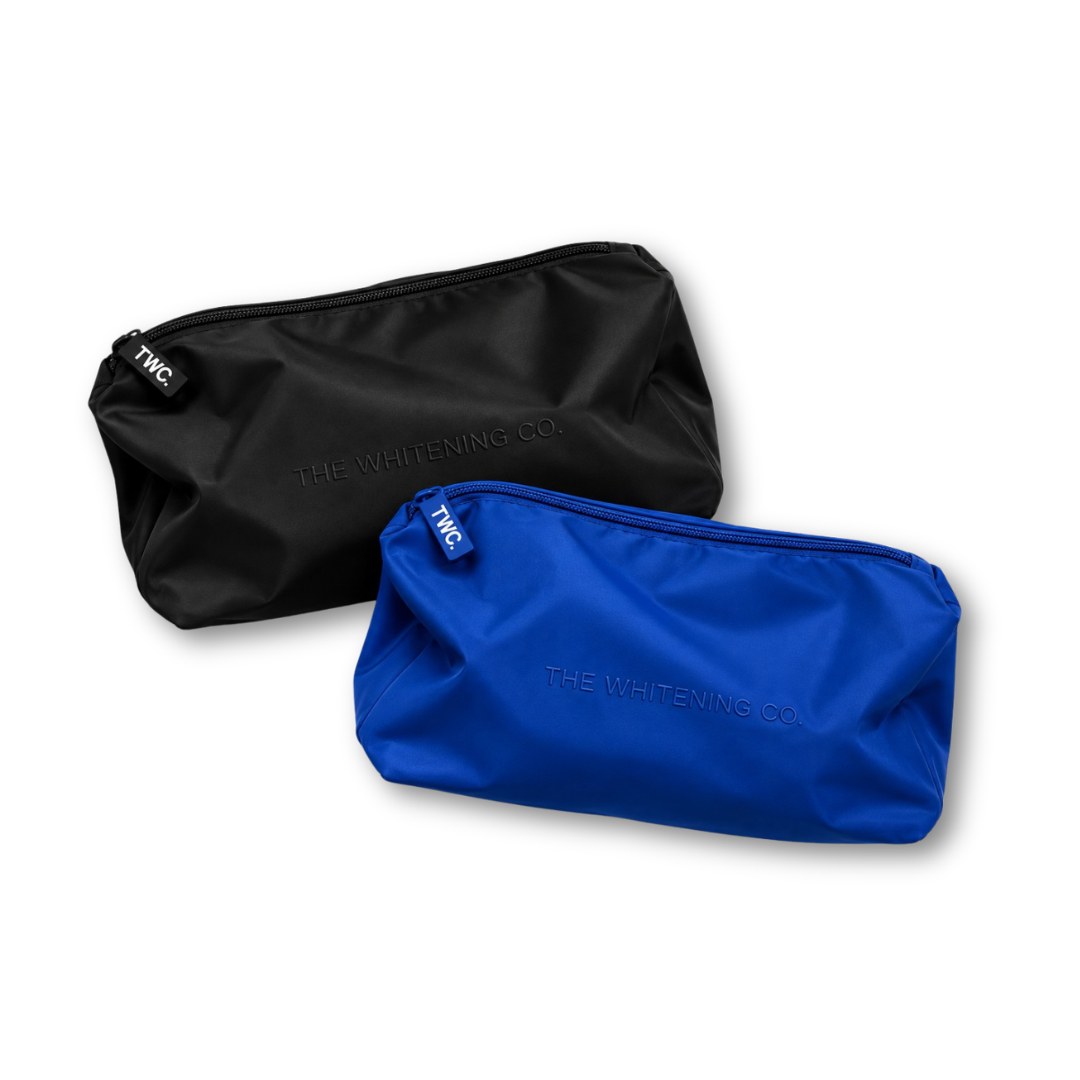 The Beauty Bag in Onyx and Cobalt, Cobalt in front